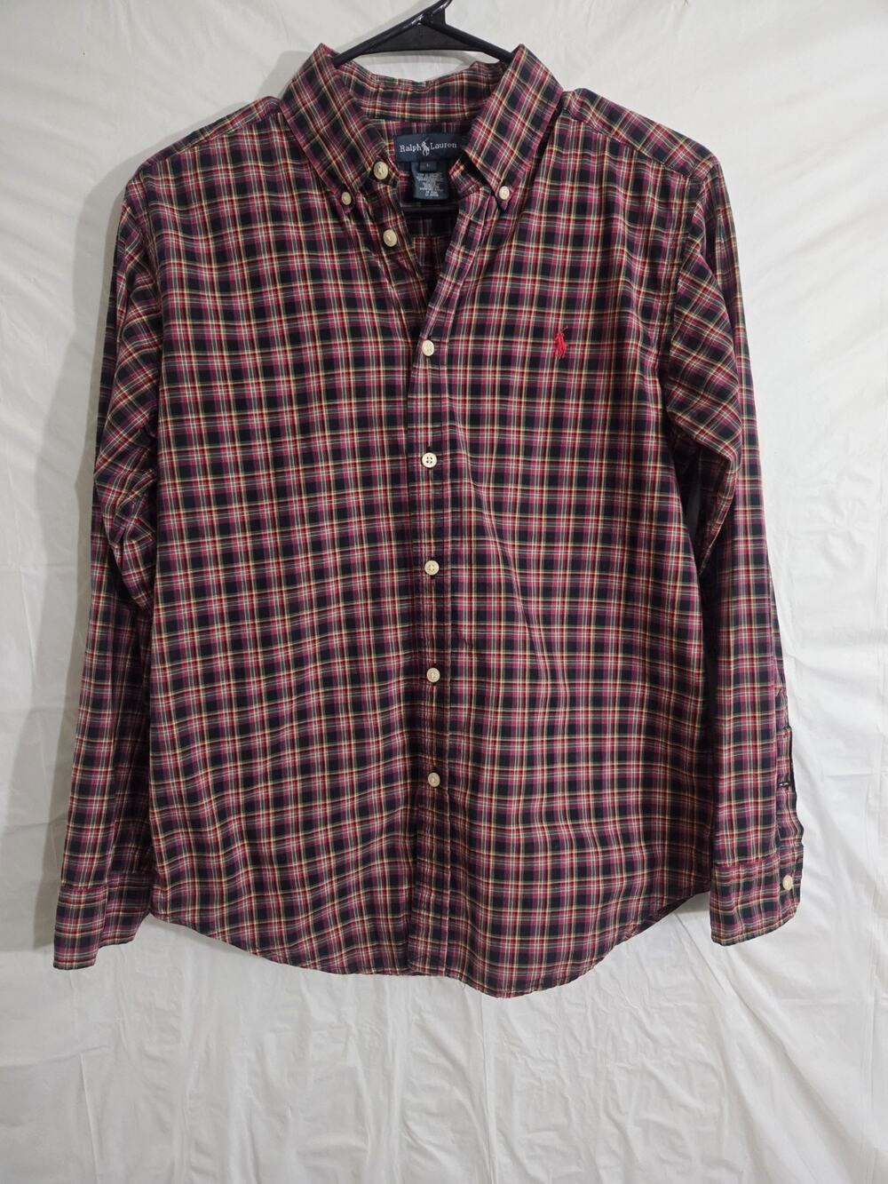 Ralph Lauren Classic Button Down Shirt Mens Large Tartan Preppy Pony Academia